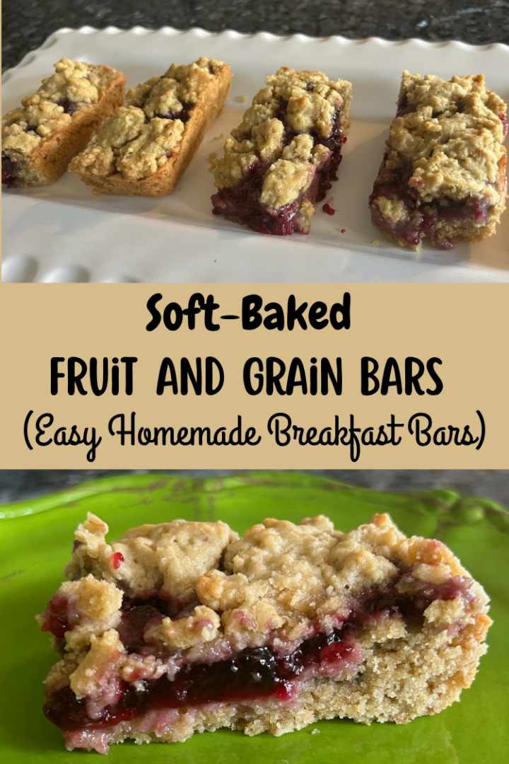Soft-Baked Fruit and Grain Bars (Easy Homemade Breakfast Bars) pin for pinterest