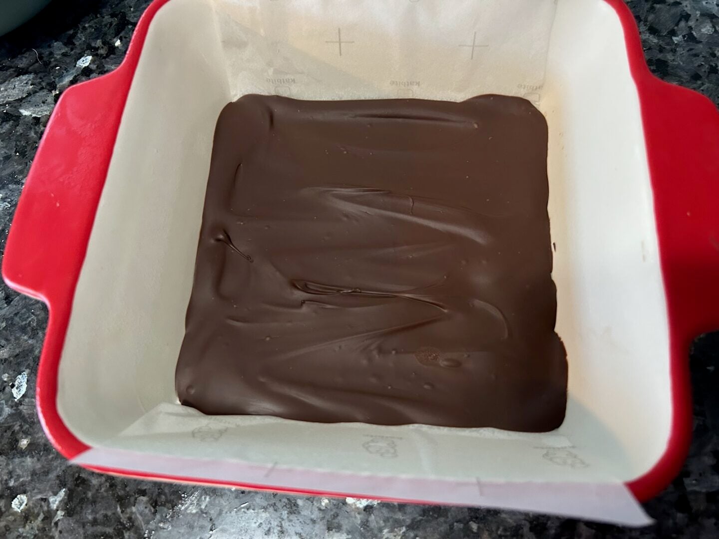 chilled chocolate in dish