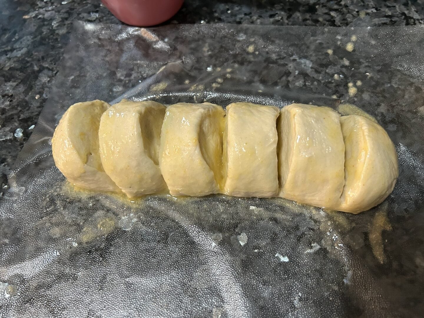 buttered bread dough