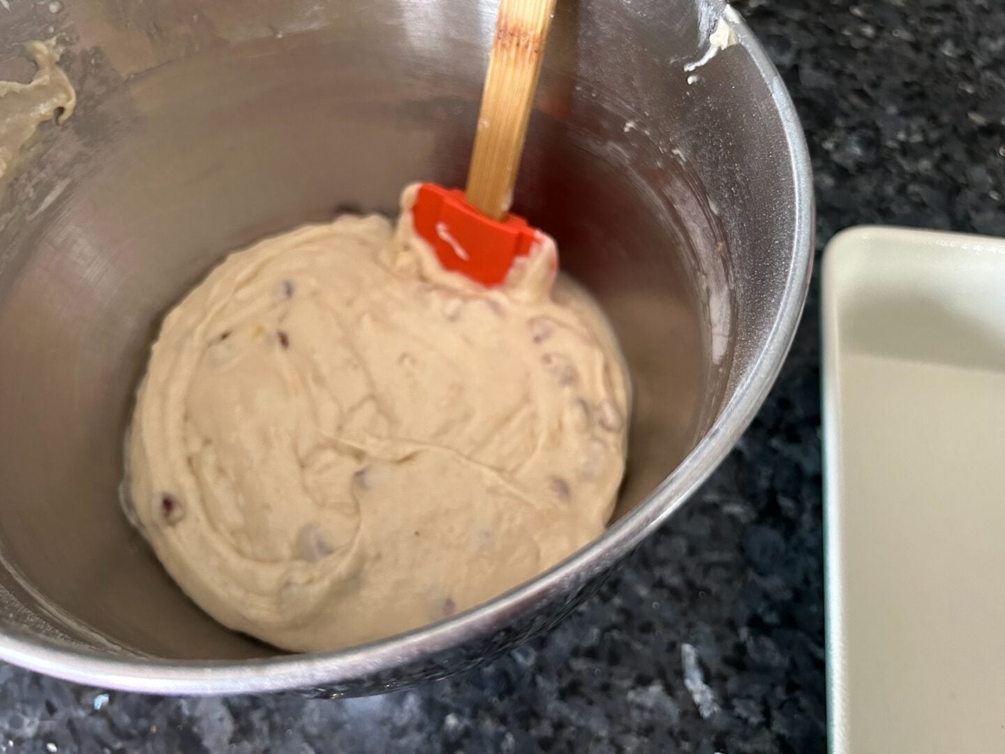 Minnie Pearl’s Old-Fashioned Banana Nut Loaf batter in bowl