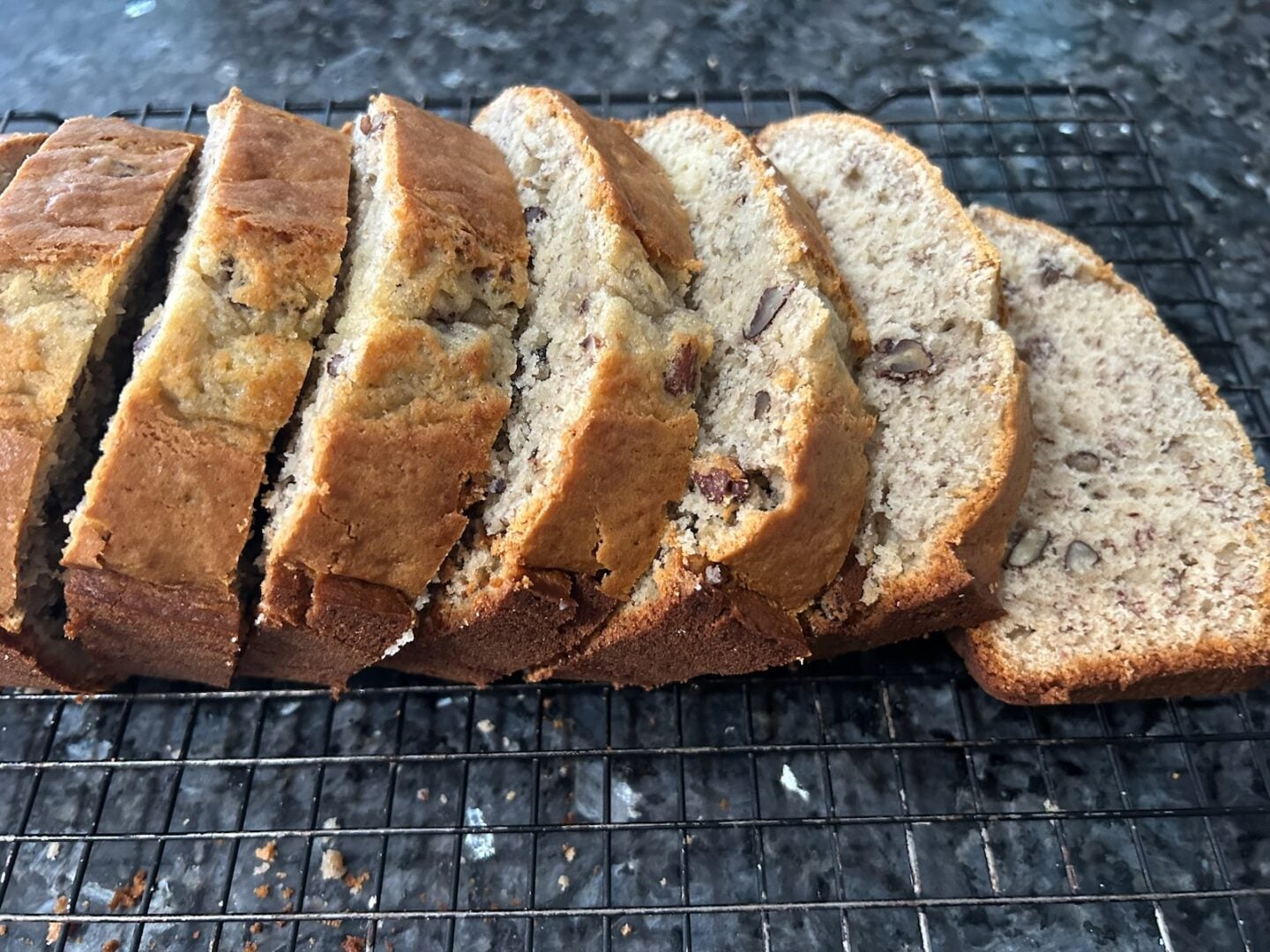Minnie Pearl’s Old-Fashioned Banana Nut Loaf sliced
