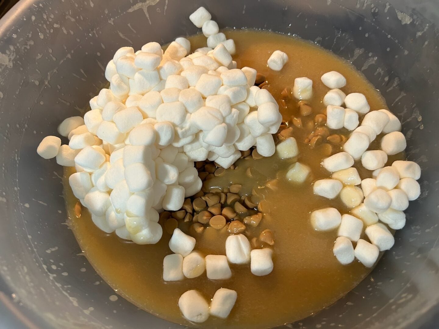 easy butterscotch walnut fudge adding chips and marshmallows