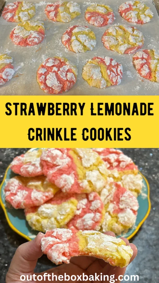 strawberry lemonade crinkle cookies