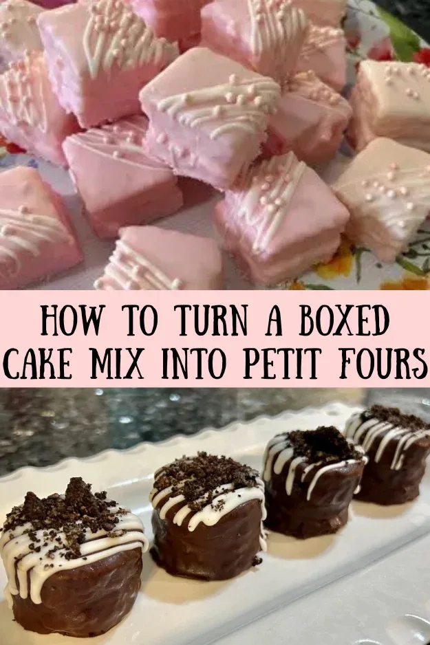how to turn a boxed cake mix into petit fours