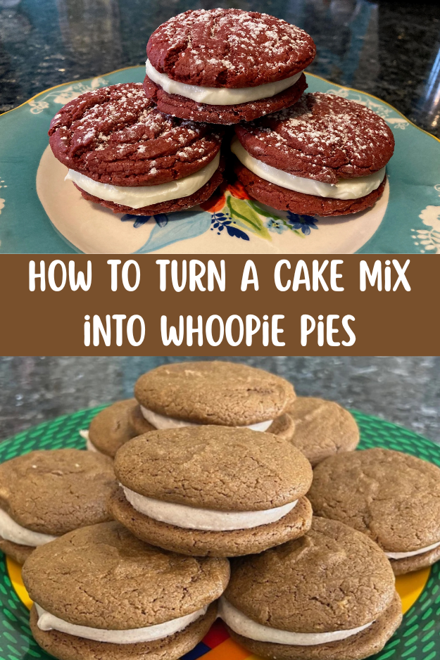 how to turn a boxed cake mix into Whoopie Pies