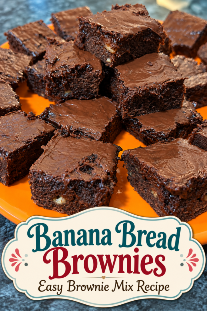 Banana Bread Brownies (Easy Brownie Mix Recipe) pin for pinterest