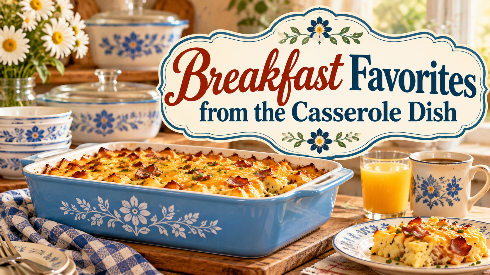 breakfast favorites in pyrex dish 