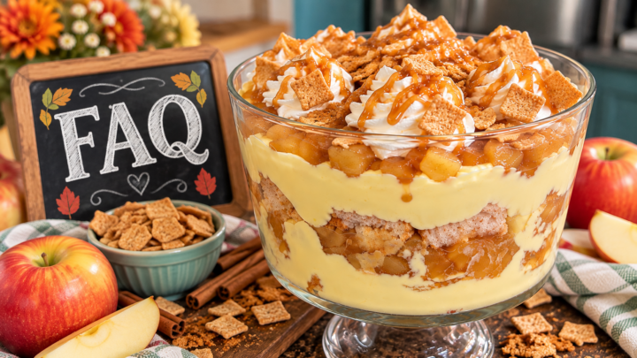 Caramel Apple Trifle with Snickerdoodle Cake FAQ card