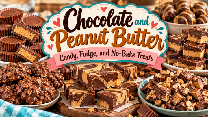 chocolate and peanut butter candy, fudge, and no-bake treats