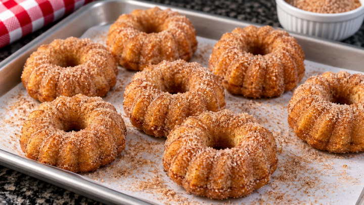cake mix donuts with cinnamon sugar sprinkles