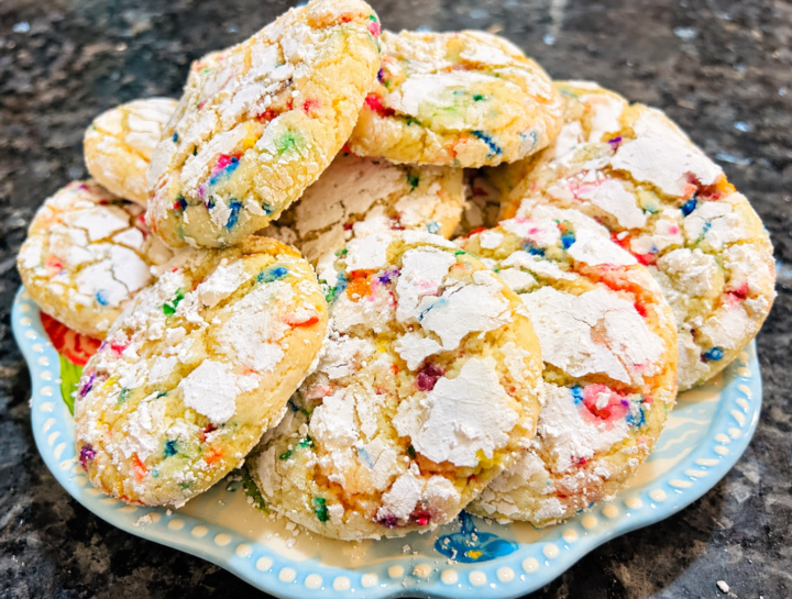 Funfetti Cake Mix Crinkle Cookies