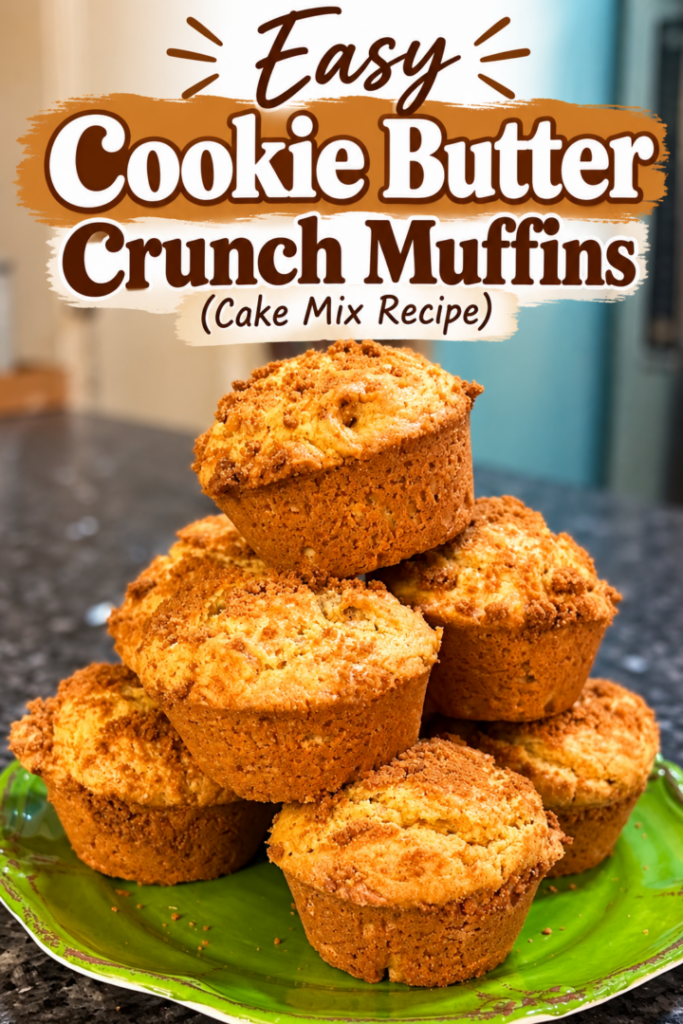 Easy Cookie Butter Crunch Muffins (Cake Mix Recipe)