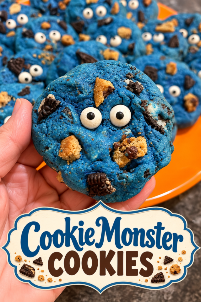 Easy Cookie Monster Cookies (Soft and Chewy)