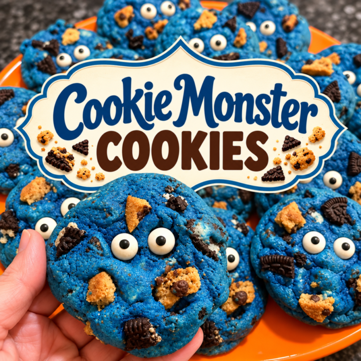Easy Cookie Monster Cookies (Soft and Chewy)