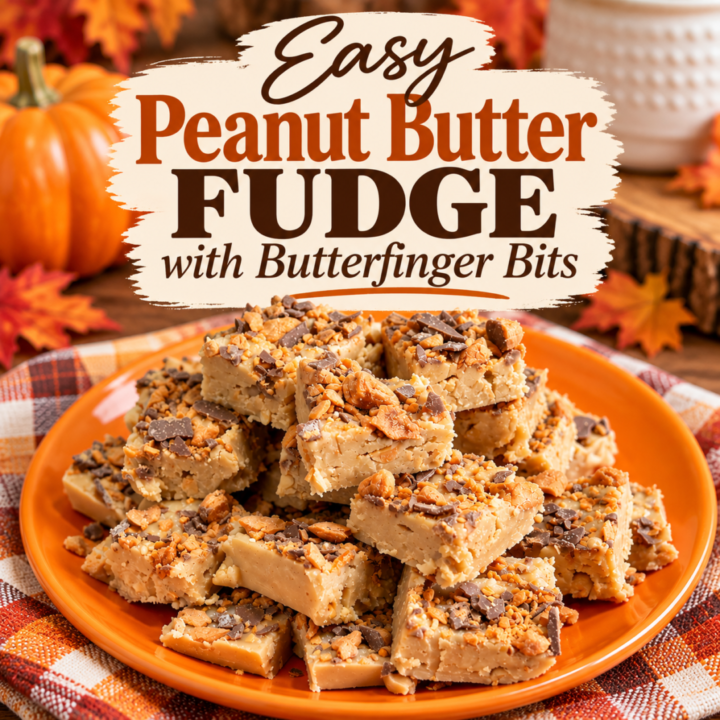 easy peanut butter fudge with butterfinger bits