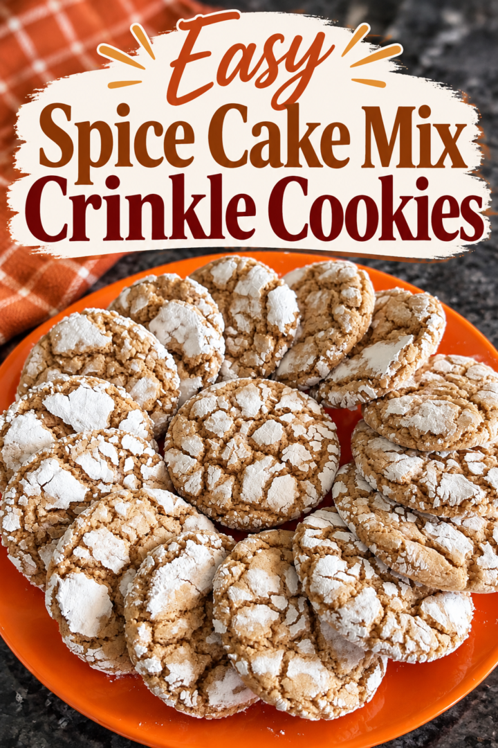 Easy Spice Cake Mix Crinkle Cookies pin for pinterest