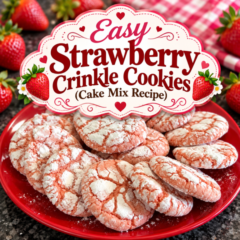 Easy Strawberry Crinkle Cookies (Cake Mix Recipe)