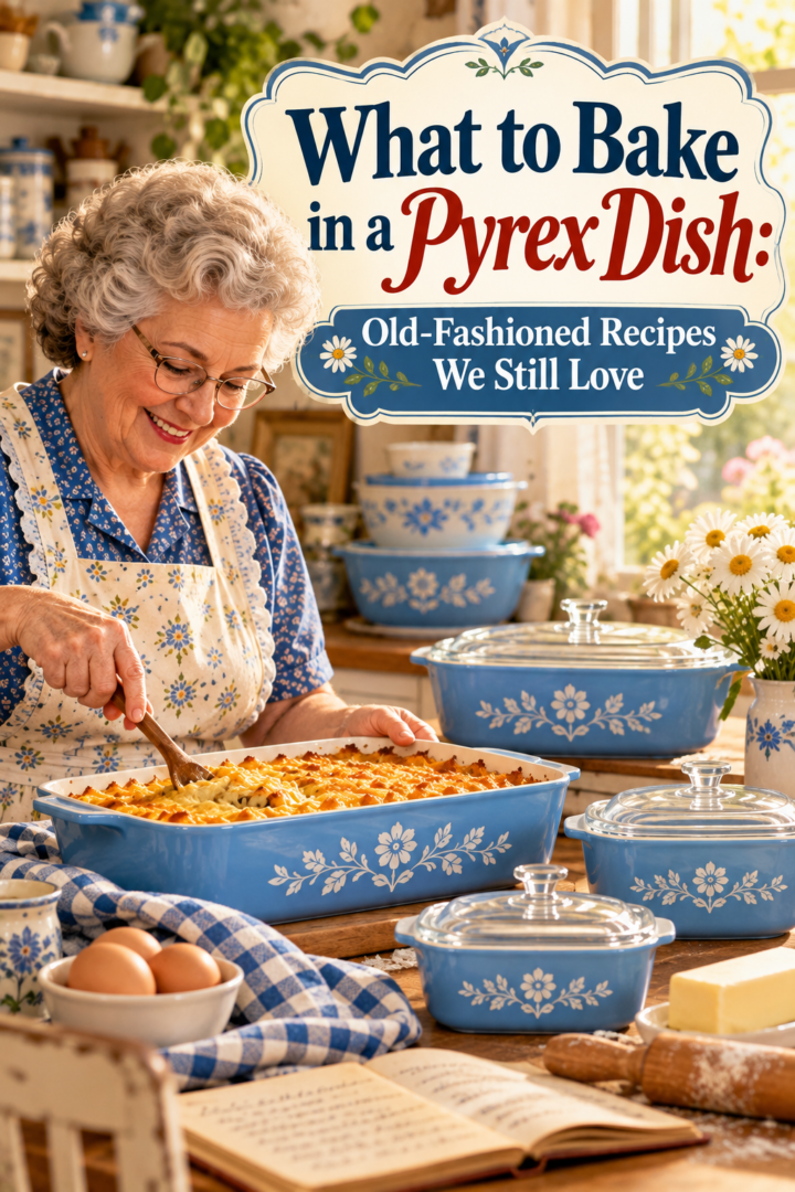 grandma cookie with pyrex dishes