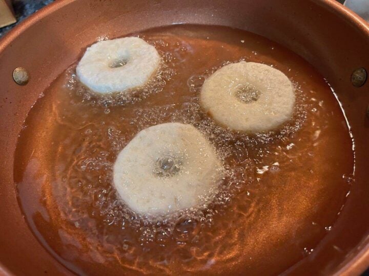 frying biscuits in oil