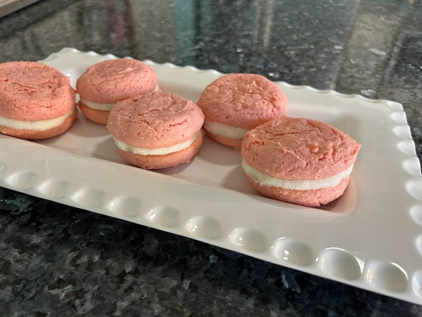 strawberry cake mix whoopie pies with sanding sugar