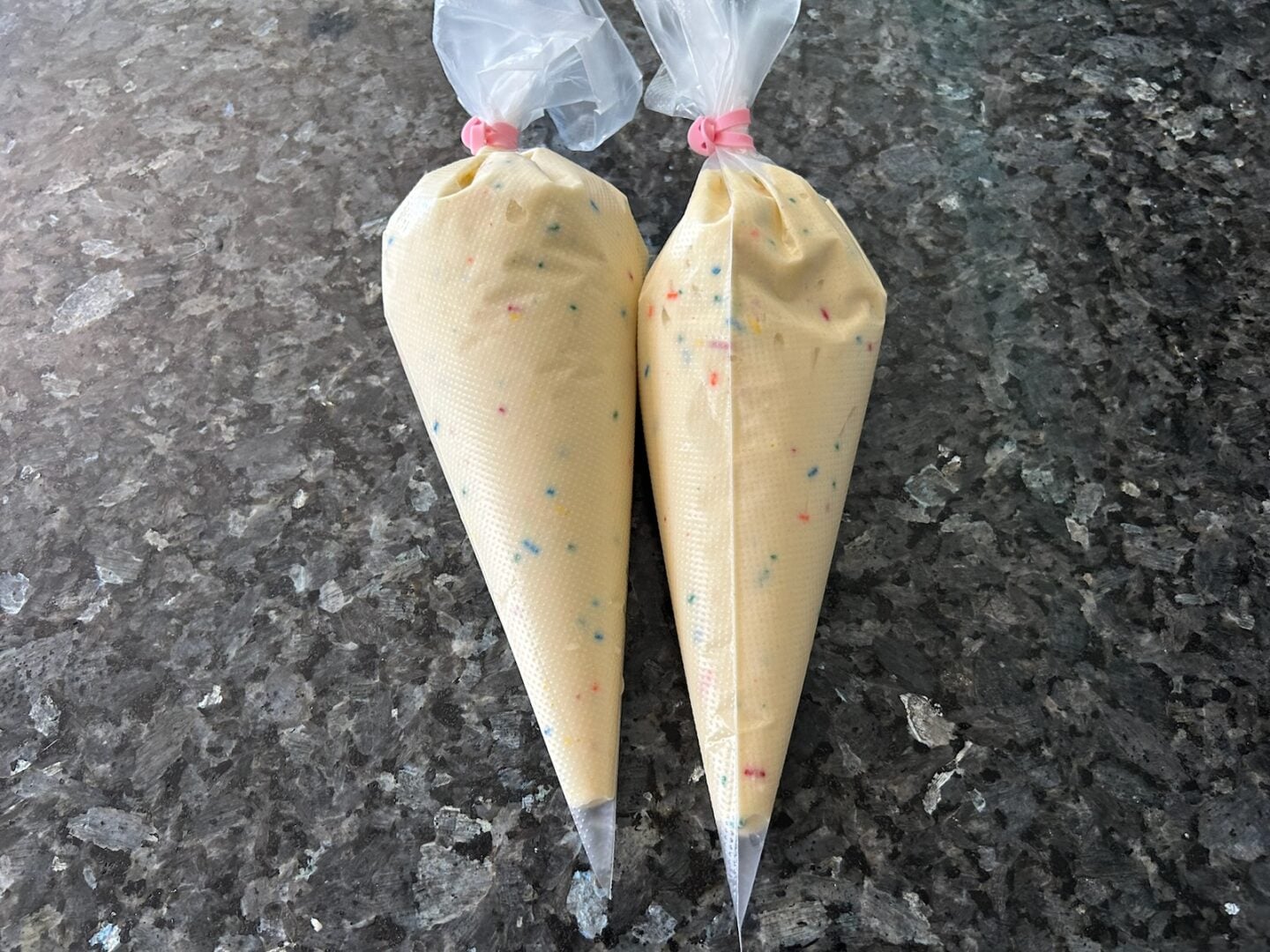 cake batter in piping bags