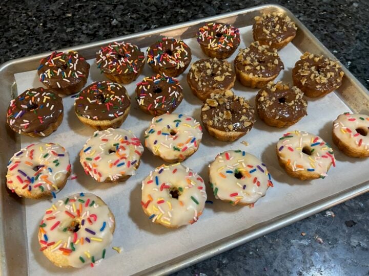 cake mix donuts decorated four ways