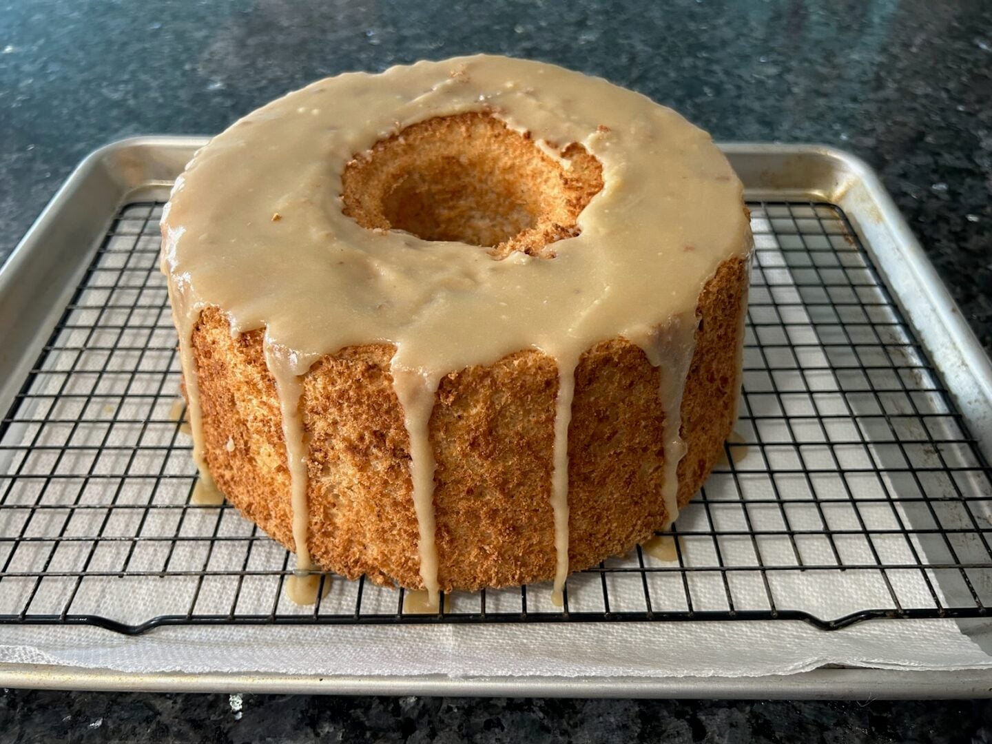 Snickerdoodle Angel Food Cake with Brown Sugar Glaze