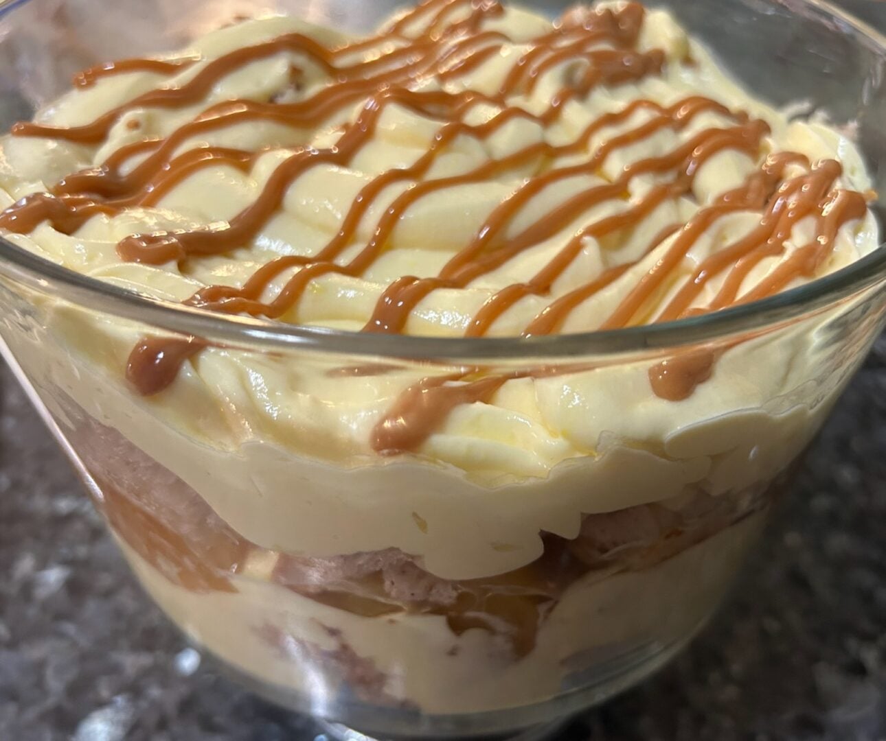 assembling a Caramel Apple Trifle with Snickerdoodle Cake