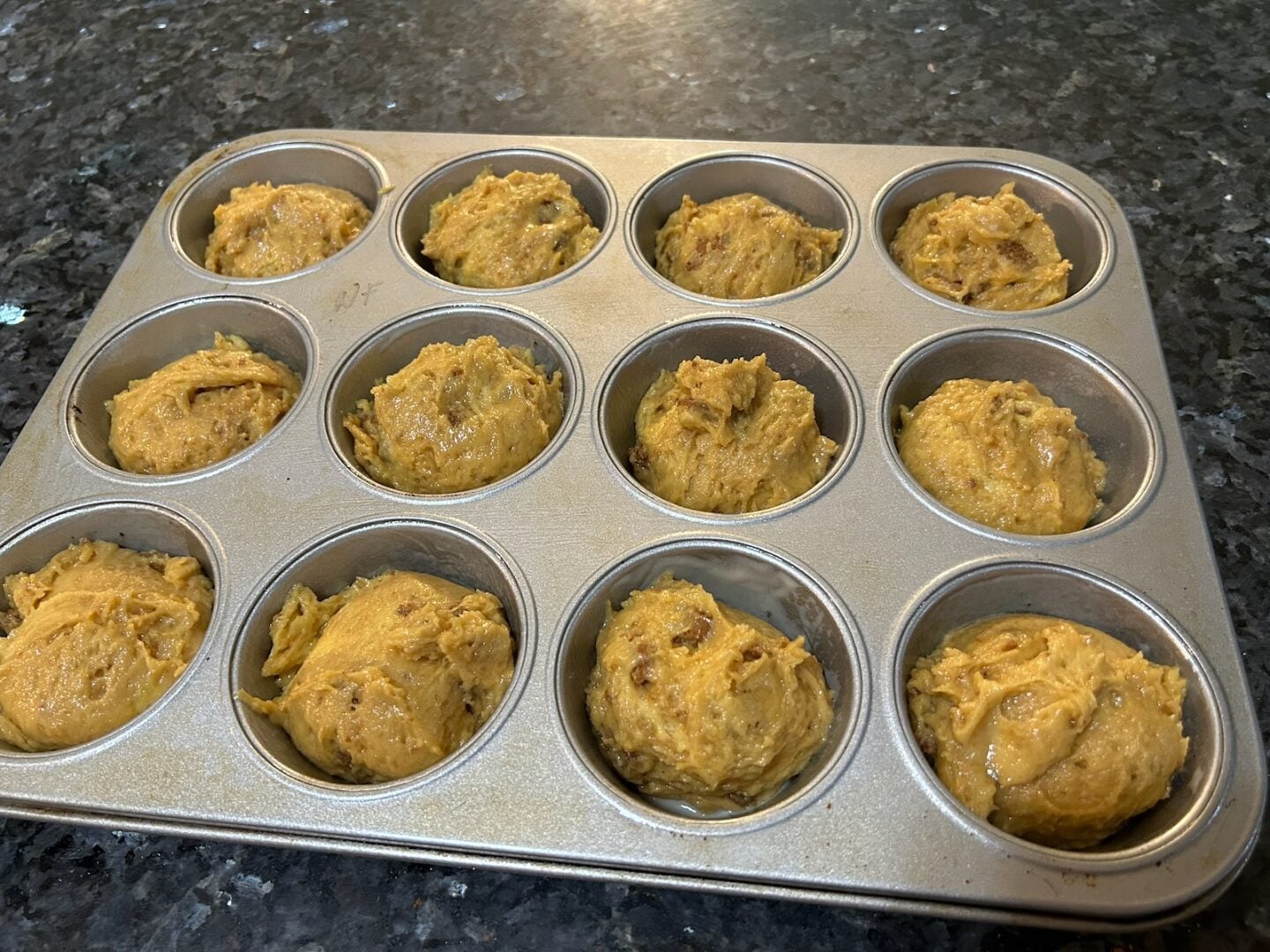 muffin batter in pan