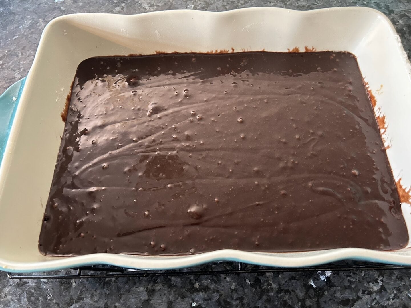 brownie batter in pan