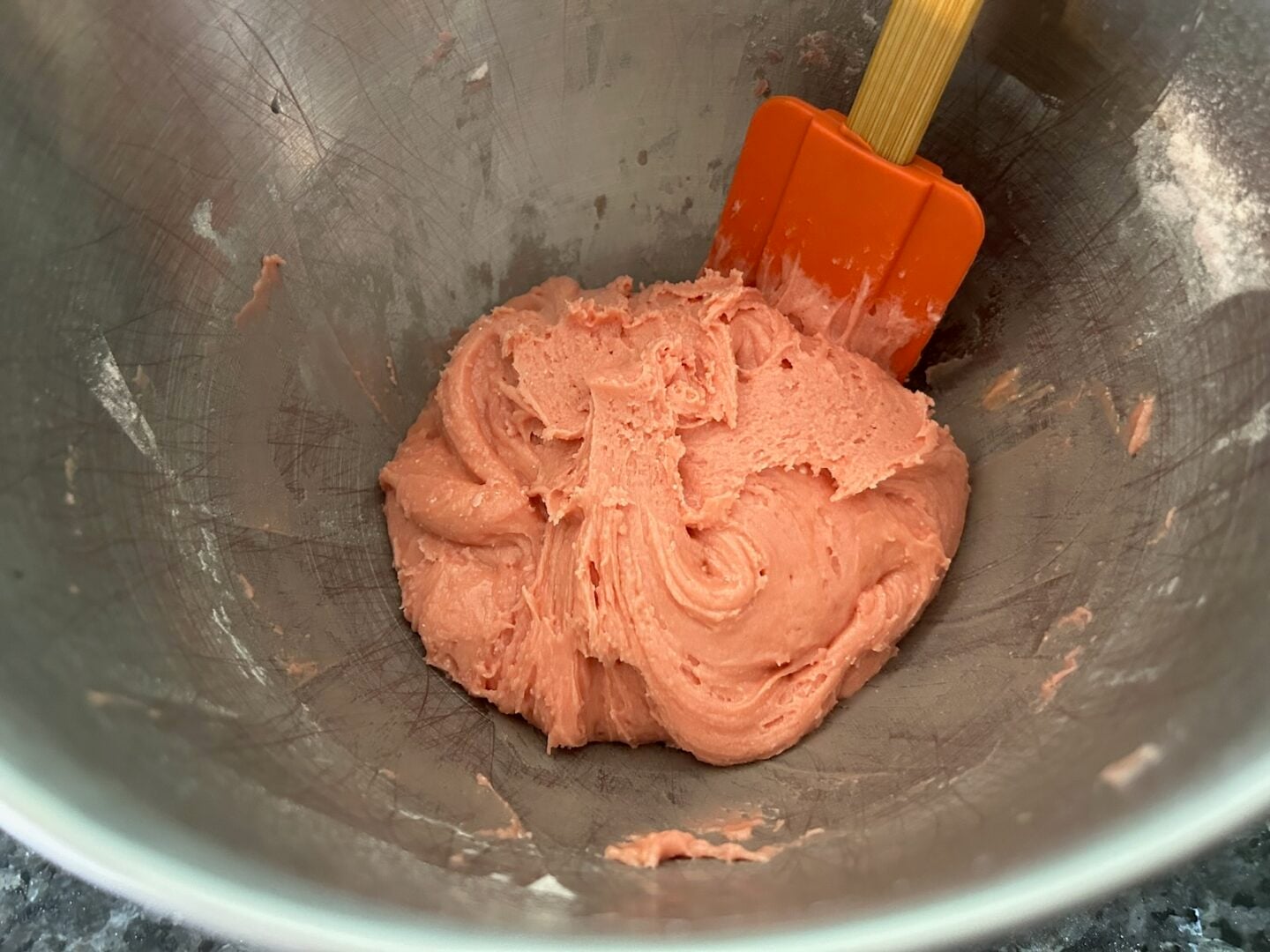 Easy Strawberry Crinkle Cookies (Cake Mix Recipe) dough in bowl