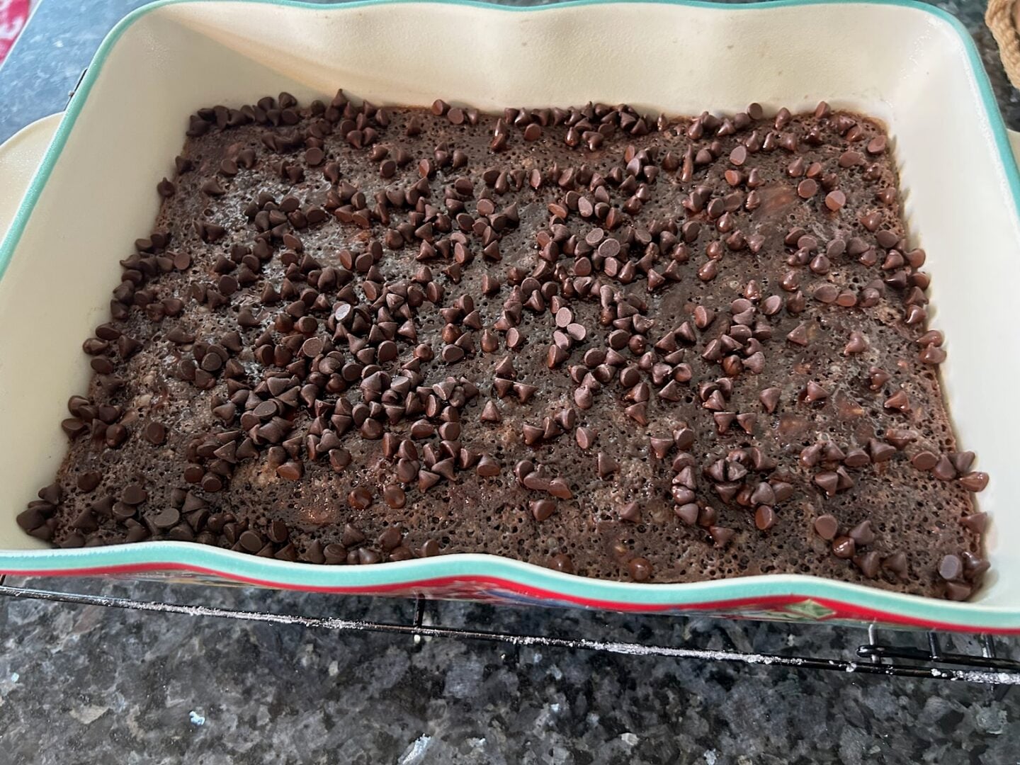 Banana Bread Brownies (Easy Brownie Mix Recipe) with chocolate chips on top