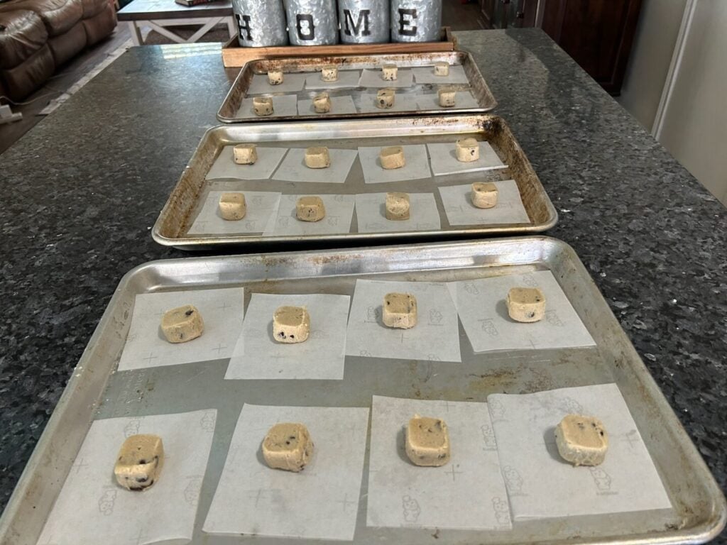 cookie dough on cookie sheets