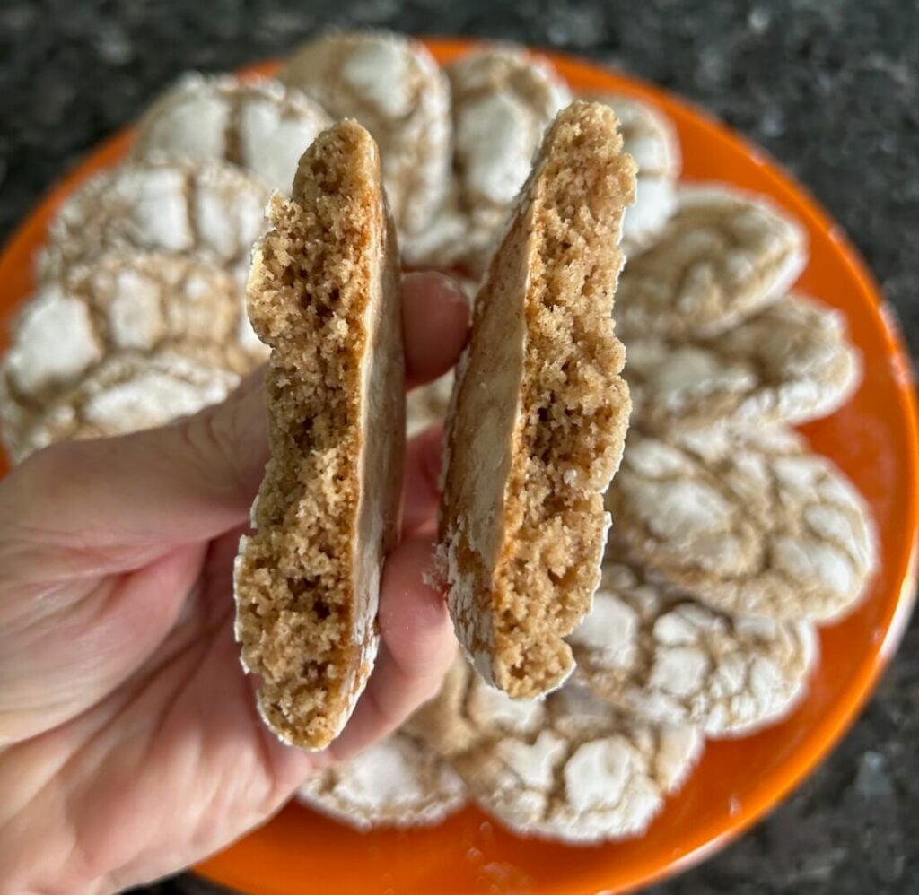 Easy Spice Cake Mix Crinkle Cookies  interior view