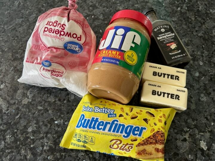 easy peanut butter fudge with butterfinger bits ingredients
