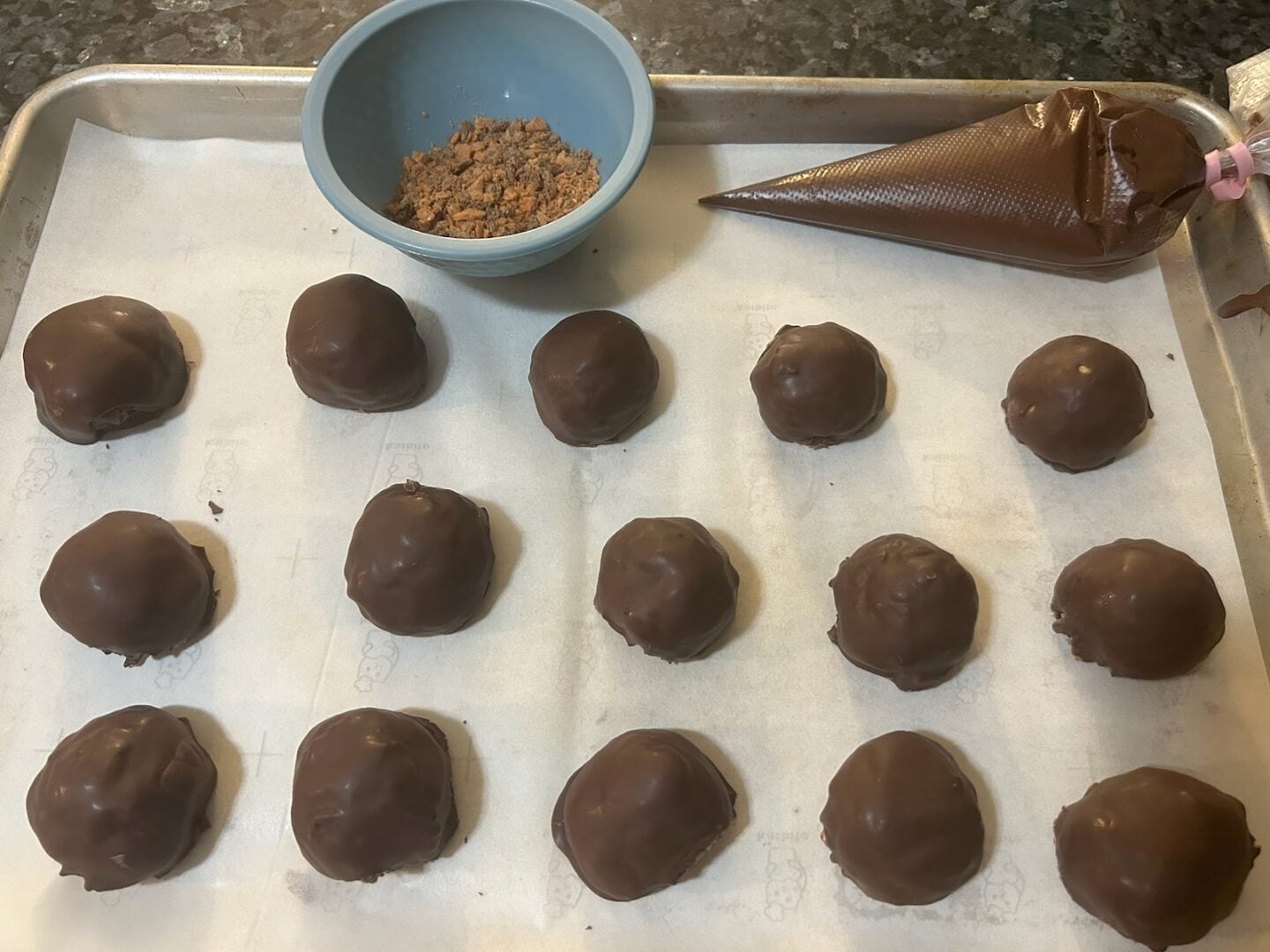 Chocolate covered butterfinger truffles