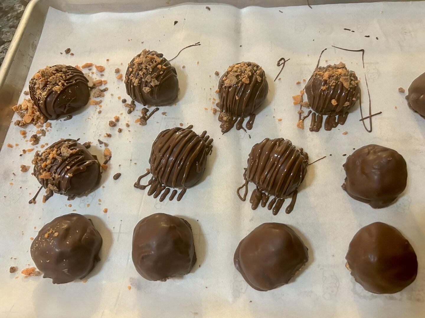 Chocolate covered butterfinger truffles