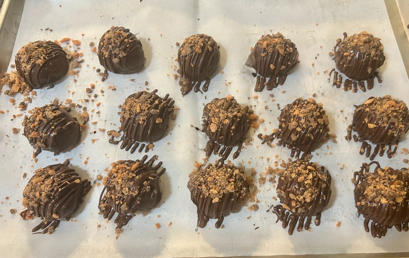 Chocolate covered butterfinger truffles