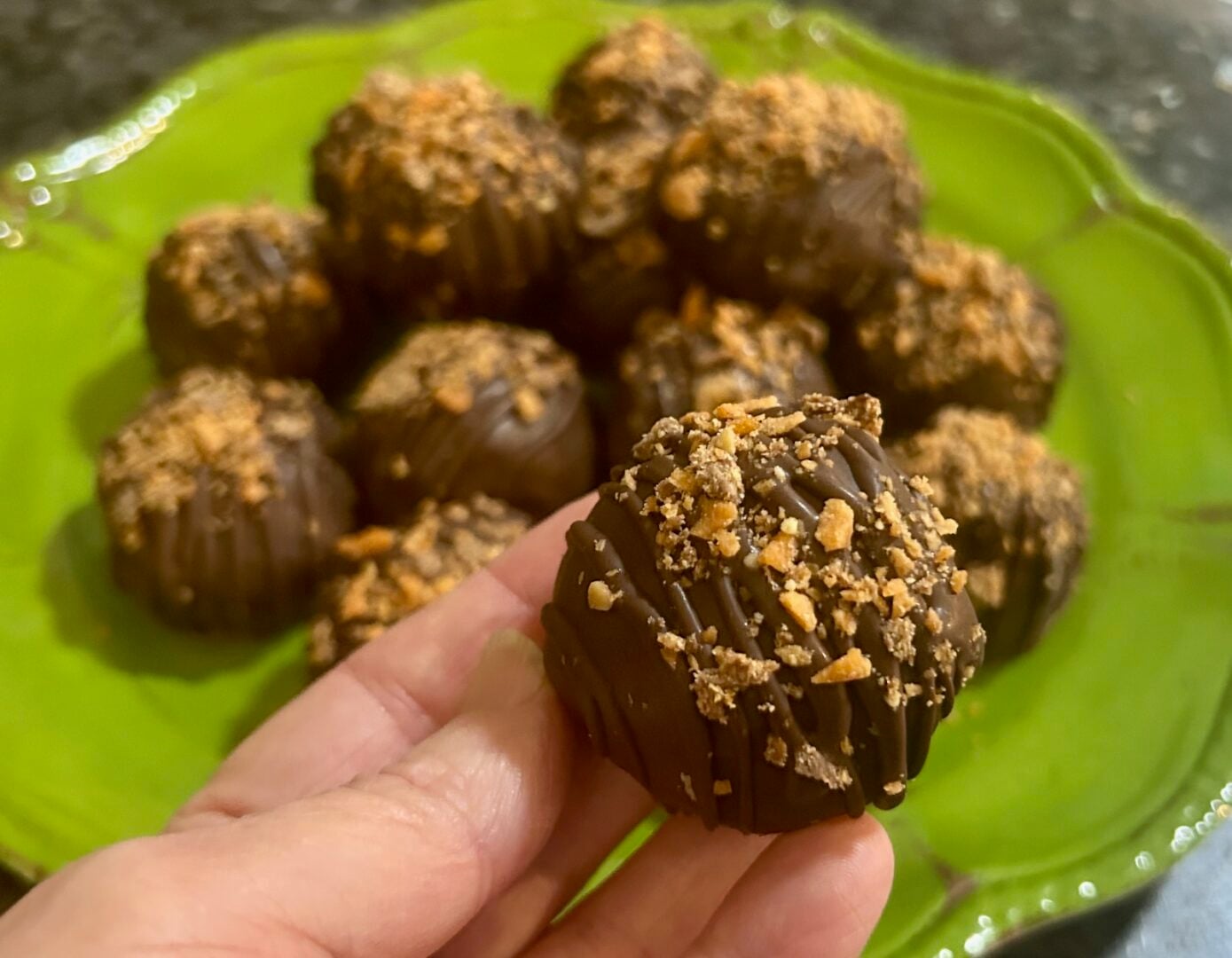 Chocolate covered butterfinger truffles