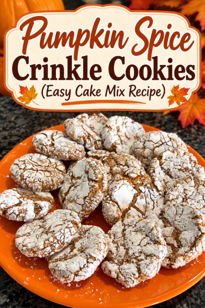 Pumpkin Spice Crinkle Cookies (Easy Cake Mix Recipe) pin for pinterest