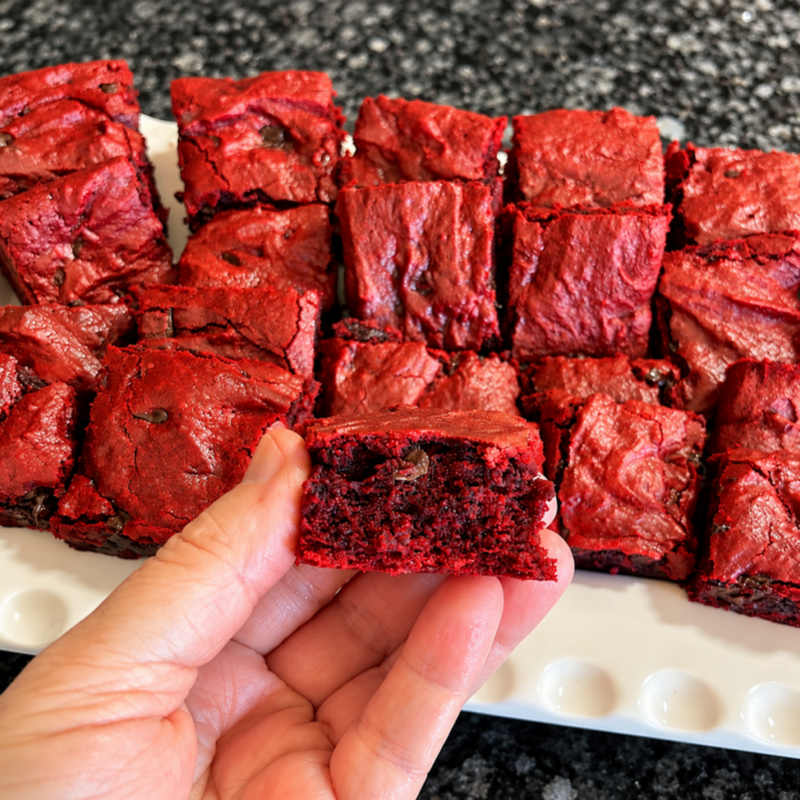 Easy Red Velvet Brownies from Cake Mix