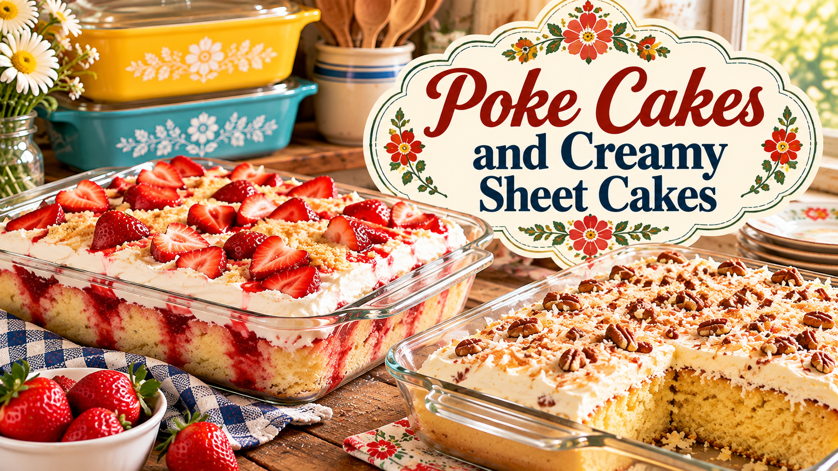 poke cakes in pyrex dishes