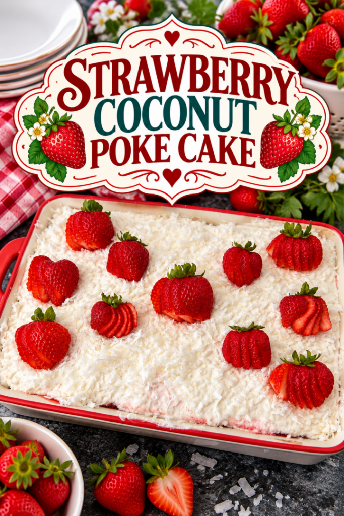 Strawberry Coconut Poke Cake (Light, Creamy & Dreamy!)