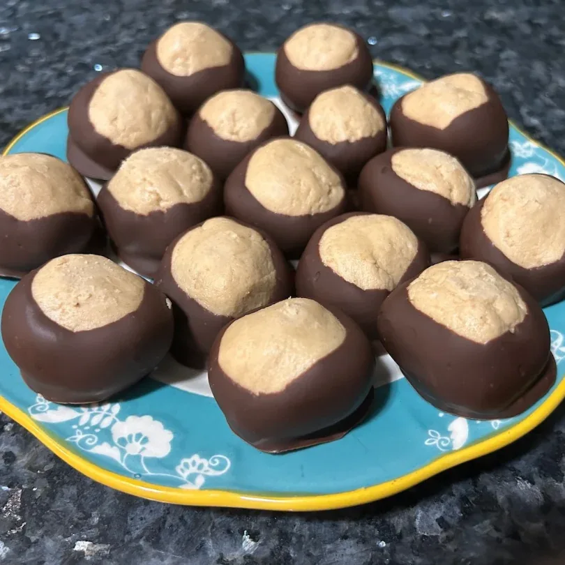peanut butter buckeyes on plate