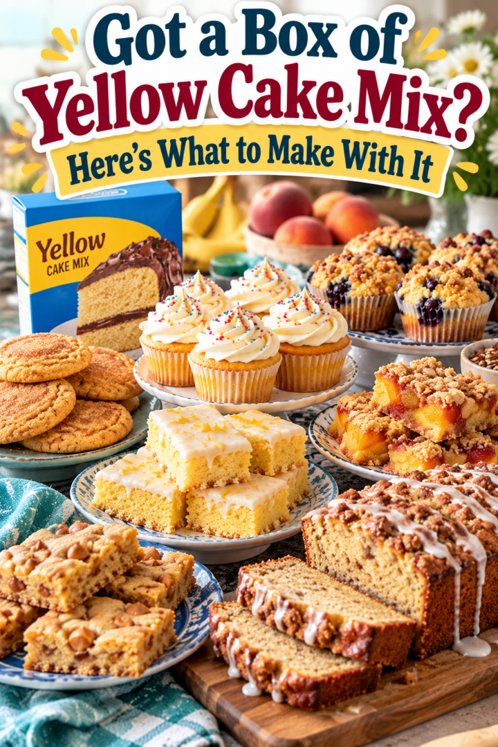Got a Box of Yellow Cake Mix? Here's what to make with it (pin for pinterest)