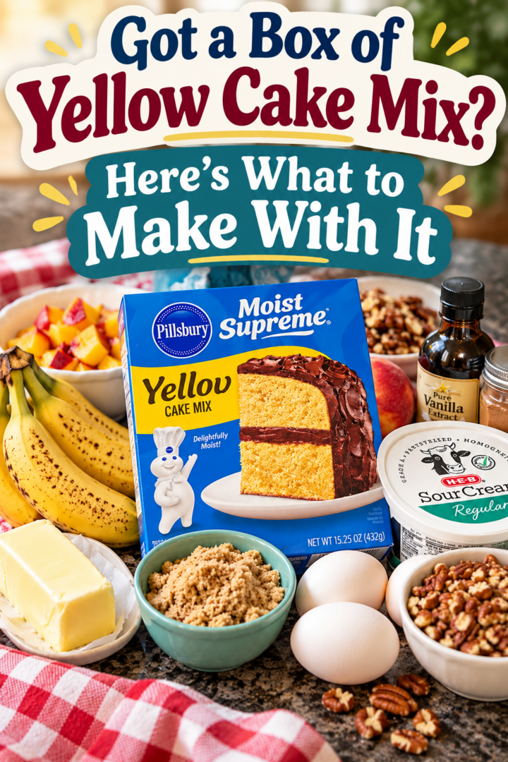 Got a Box of Yellow Cake Mix? Here's what to make with it (pin for pinterest)